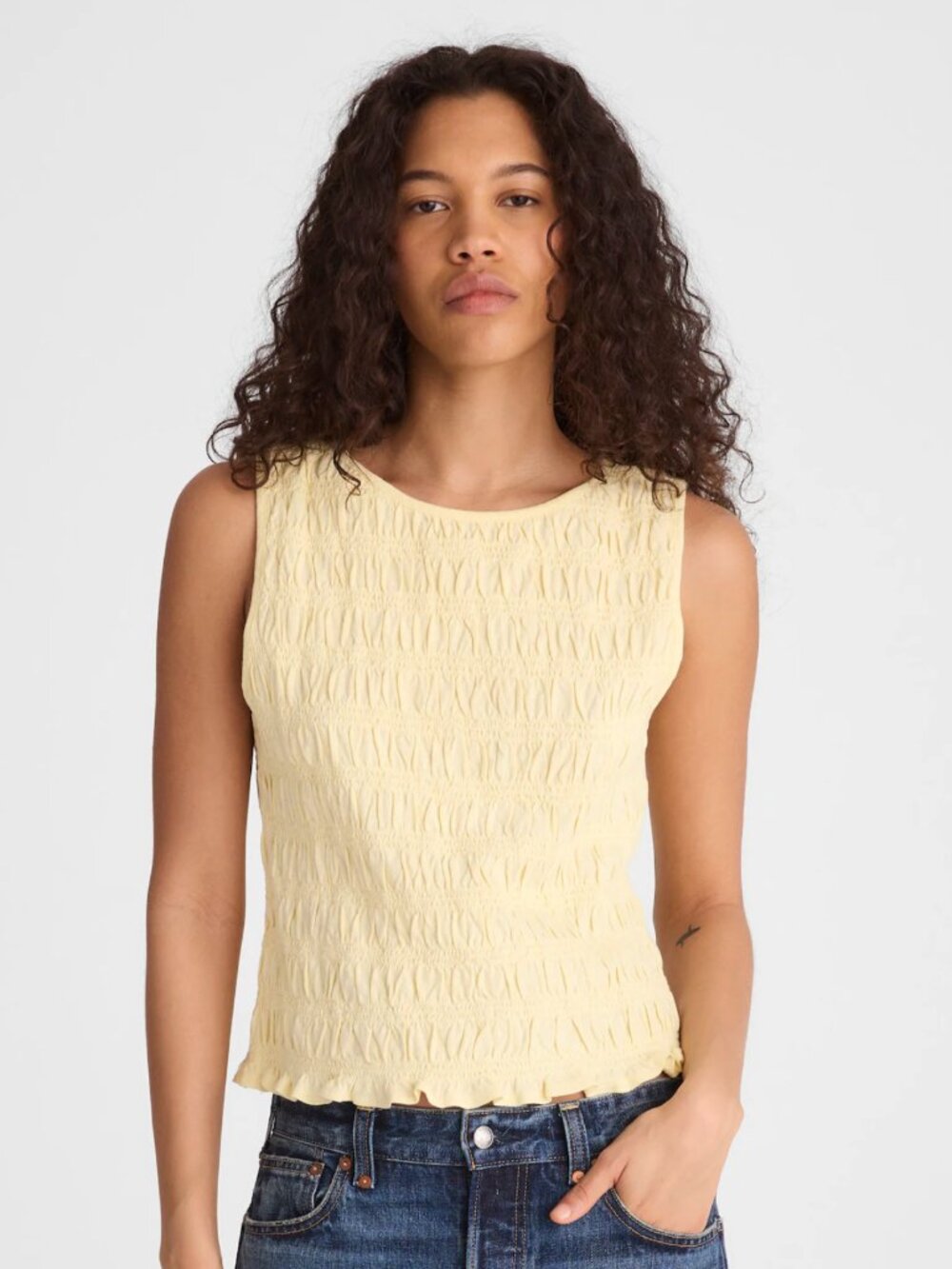MADEWELL SMOCKED BOATNECK TANK